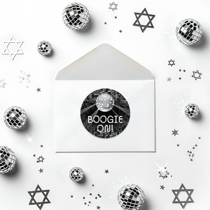 Modern Disco Ball Bar Mitzvah Invitation Black Silver Party Invite