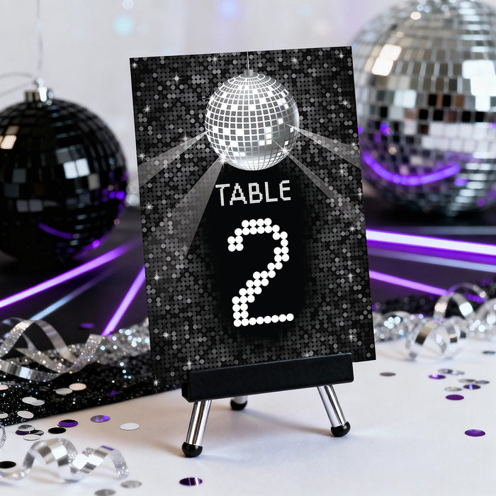 Modern Disco Ball Bar Mitzvah Invitation Black Silver Party Invite