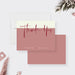 Dusty rose and cream wedding thank you note card with modern script and two personalized names along the bottom.
