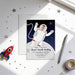 a birthday invitation for a boy named Jason, who is turning four years old. The invitation is set against a space theme, with a rocket ship illustration and stars surrounding it. The invitation also includes details about the party, such as the date, time, location, and RSVP information.