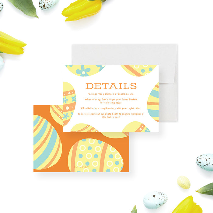 Creative Party Invitation Card for Easter Egg Hunt, Easter Holiday Invitations, Easter Brunch and Egg Hunt Invites