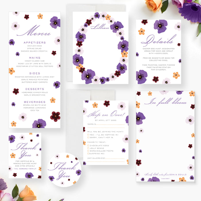 Floral Easter Egg Hunt Invitation Egg Shape Design