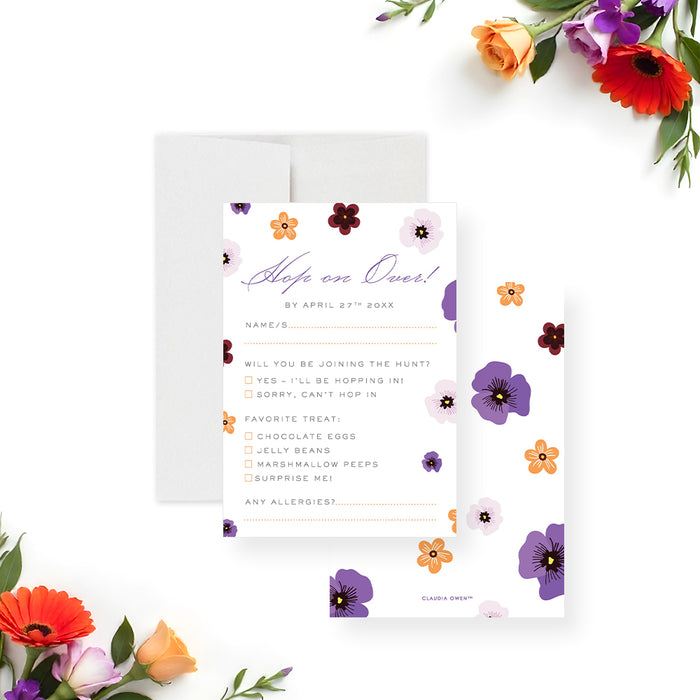 Floral Easter Egg Hunt Invitation Egg Shape Design