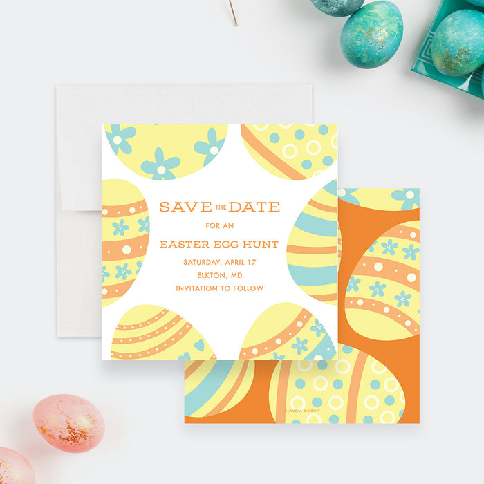 Creative Party Invitation Card for Easter Egg Hunt, Easter Holiday Invitations, Easter Brunch and Egg Hunt Invites