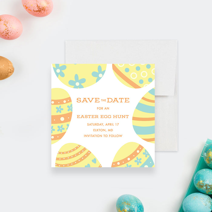 Creative Save the Date Card for Easter Egg Hunt, Bright Easter Holiday Save the Dates