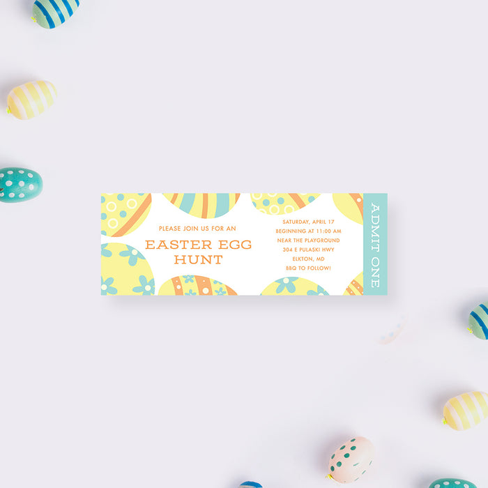 Creative Party Invitation Card for Easter Egg Hunt, Easter Holiday Invitations, Easter Brunch and Egg Hunt Invites