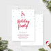 Snowman holiday party invitation featuring red script text, snowflake accents, and a modern winter theme, digital printable card.