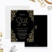 Black wedding anniversary invitation with ornate gold filigree and We Still Do wording-front-back
