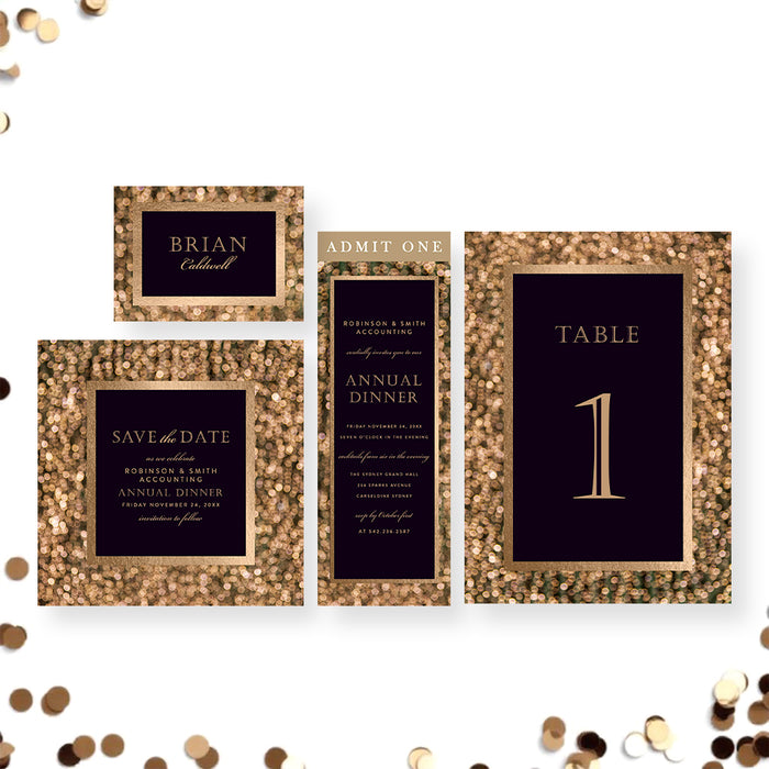 Gold Annual Dinner Invitation Elegant Company Business Party Invite