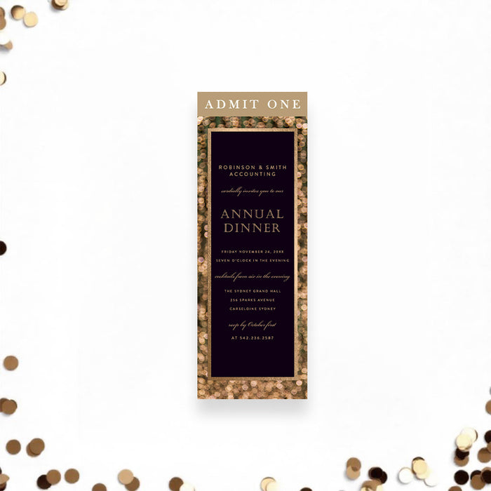 Gold Annual Dinner Invitation Elegant Company Business Party Invite
