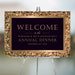 Elegant black and gold annual dinner welcome sign for business events and corporate parties, featuring modern typography and classy design.