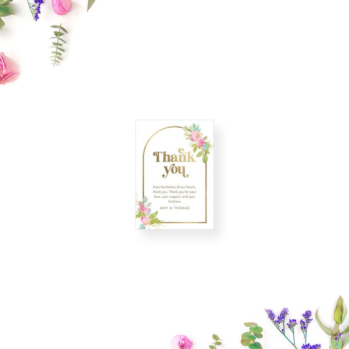 Pink Floral Baby Shower Invitation Card with Golden Arch Frame, Botanical Garden Baby Shower Invitations, Spring Blossom Baby Shower Invites