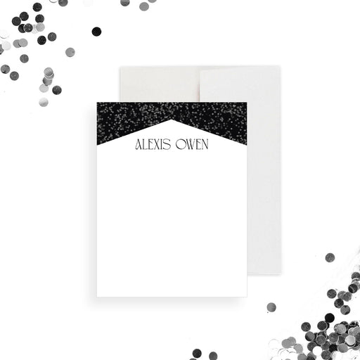 Personalized bachelor note card, perfect as an elegant thank you note or men’s stationery gift.-front