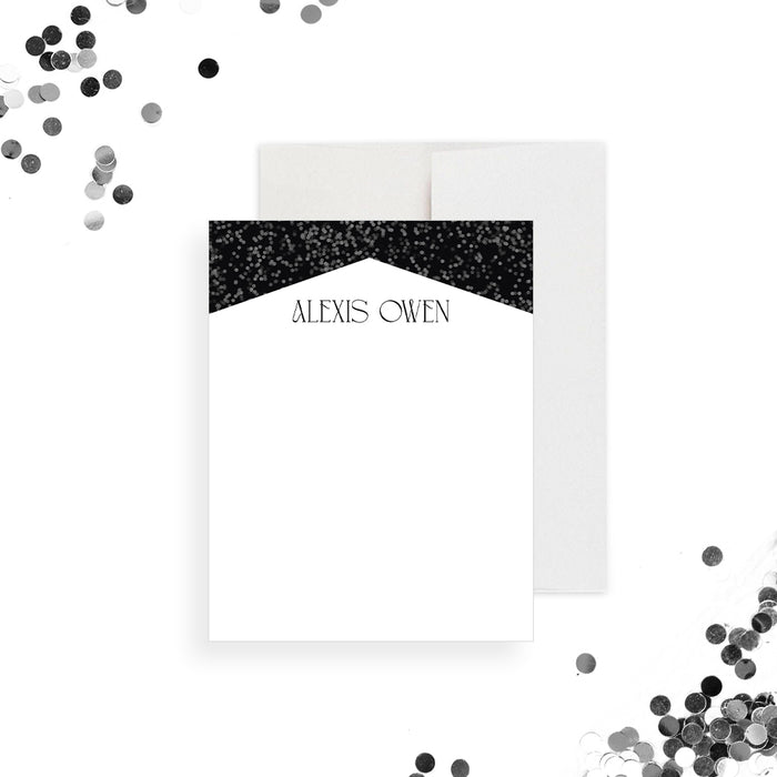 Personalized bachelor note card, perfect as an elegant thank you note or men’s stationery gift.-front