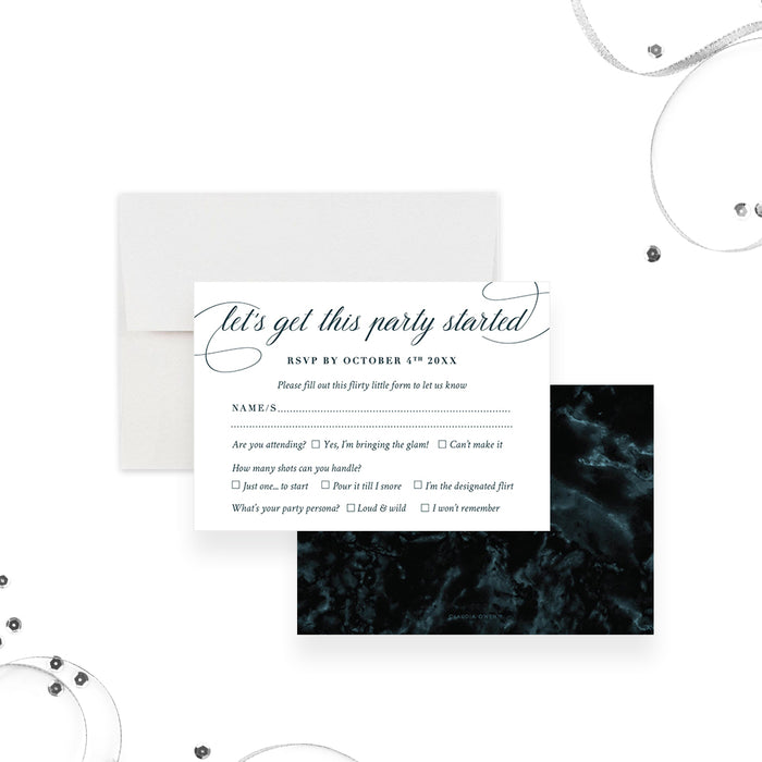 Elegant Bachelorette Party Invitation Dark Marble Design