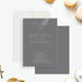 elegant gray baptism invitation with cross symbol, refined lettering, personalized child’s name, and religious celebration details-front-back