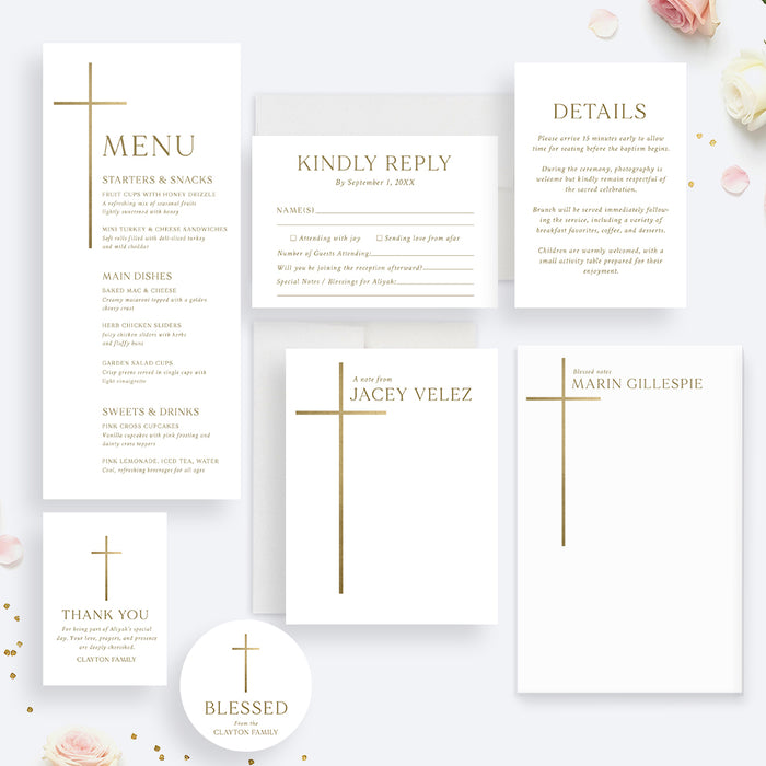 Personalized Baptism Invitation Elegant Christening Card