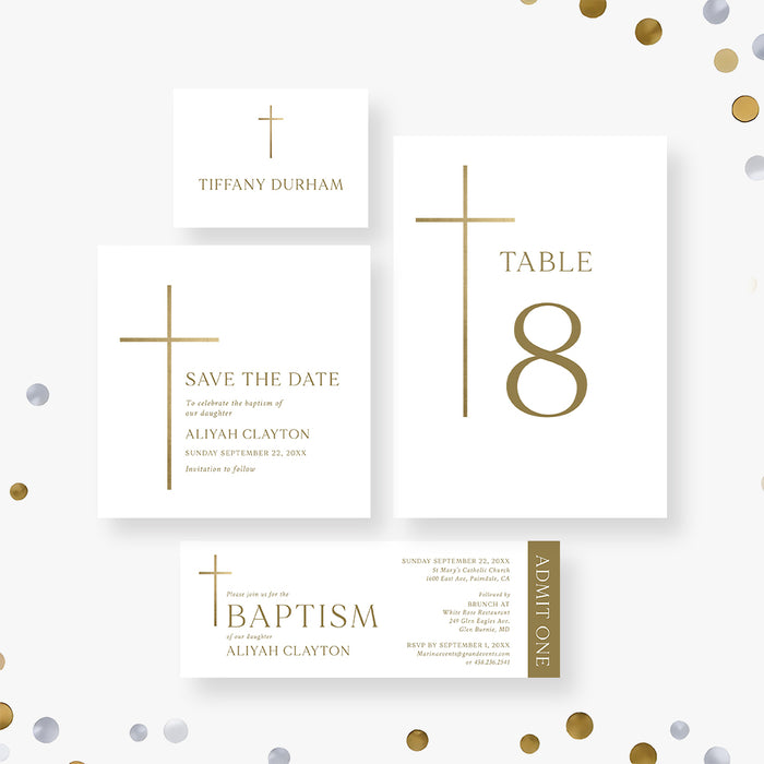 Personalized Baptism Invitation Elegant Christening Card