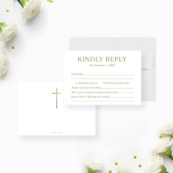Personalized Baptism Invitation Elegant Christening Card