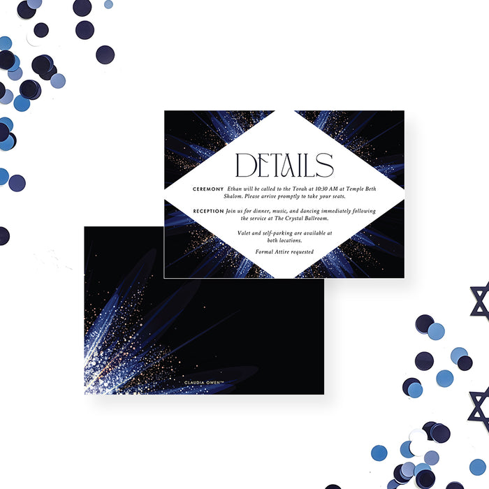 Elegant Blue Bar Mitzvah Invitation for Jewish Celebration