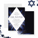 Personalized Bar Mitzvah invitation featuring a Star of David design, an elegant Jewish celebration card.-front-back