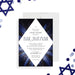 Personalized Bar Mitzvah invitation featuring a Star of David design, an elegant Jewish celebration card.-front