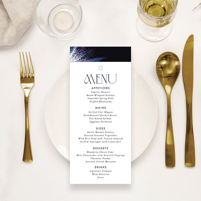 Elegant Blue Bar Mitzvah Invitation for Jewish Celebration
