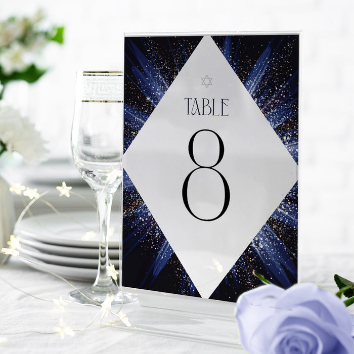 Elegant Blue Bar Mitzvah Invitation for Jewish Celebration