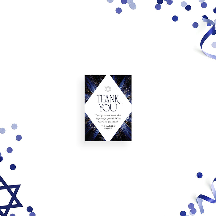 Elegant Blue Bar Mitzvah Invitation for Jewish Celebration