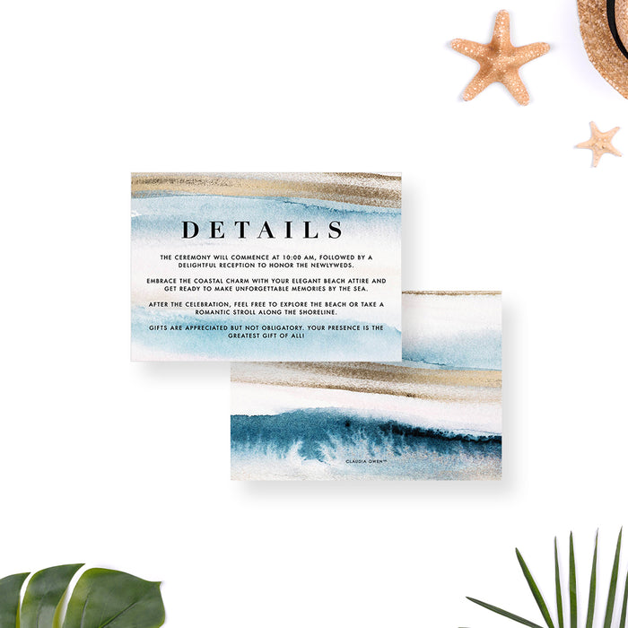 Elegant Beach Destination Wedding Invitation Card, Ocean Wedding Invitations, Coastal Invite Cards, Summer Wedding Invites, Seaside Wedding Anniversary Invitation