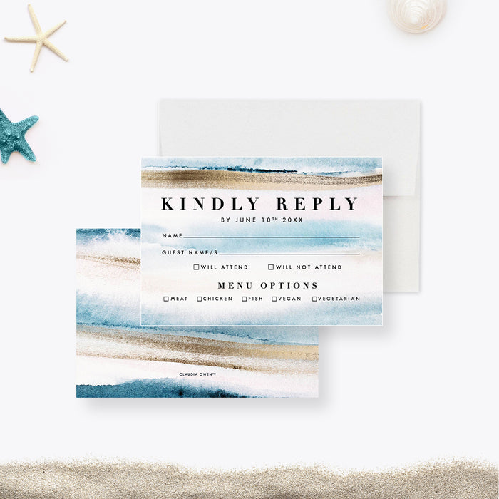 Elegant Beach Destination Wedding Invitation Card, Ocean Wedding Invitations, Coastal Invite Cards, Summer Wedding Invites, Seaside Wedding Anniversary Invitation