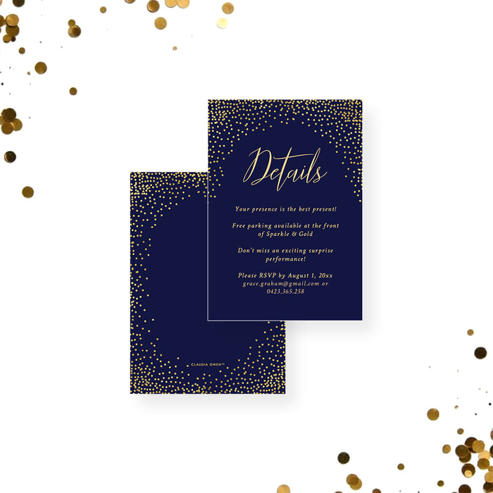 Navy and Gold Birthday Invitation Elegant Party Card