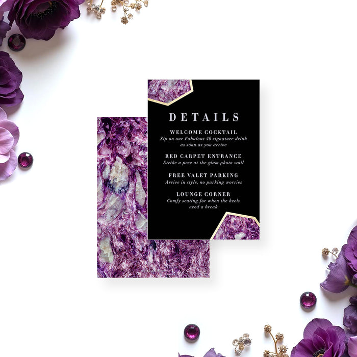 Elegant Adult Birthday Party Invitation with Purple Gemstone Design