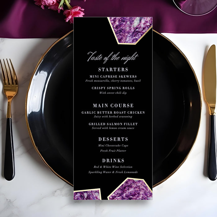 Elegant Adult Birthday Party Invitation with Purple Gemstone Design