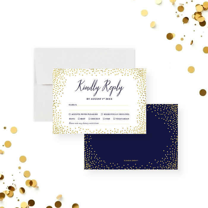 Navy and Gold Birthday Invitation Elegant Party Card