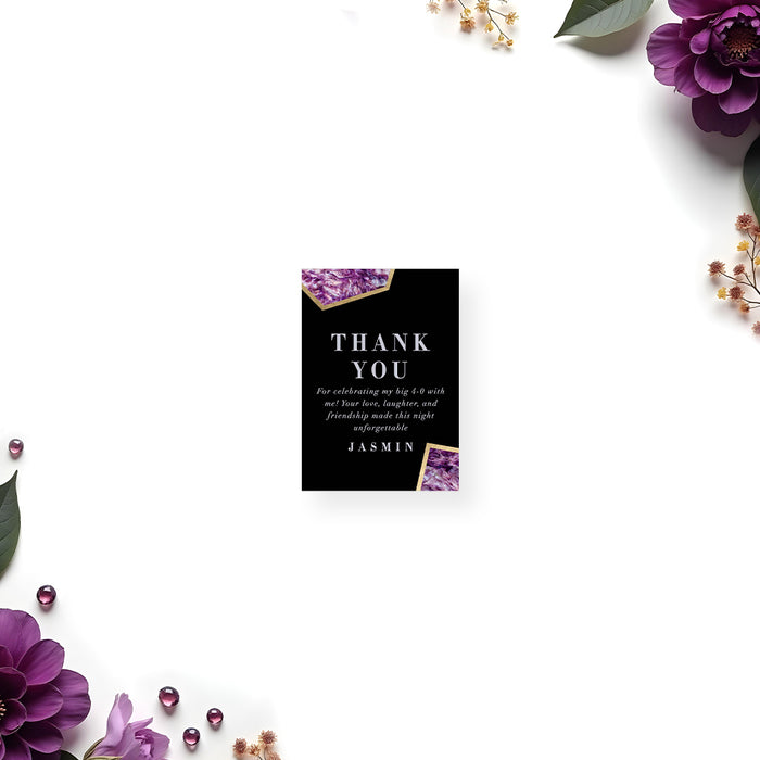 Elegant Adult Birthday Party Invitation with Purple Gemstone Design