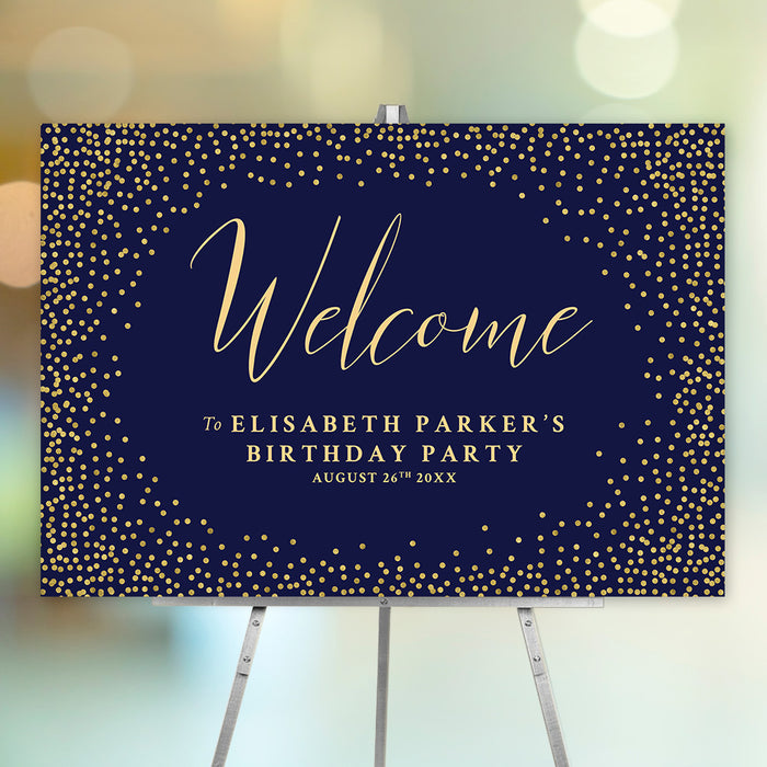 Navy and Gold Birthday Invitation Elegant Party Card