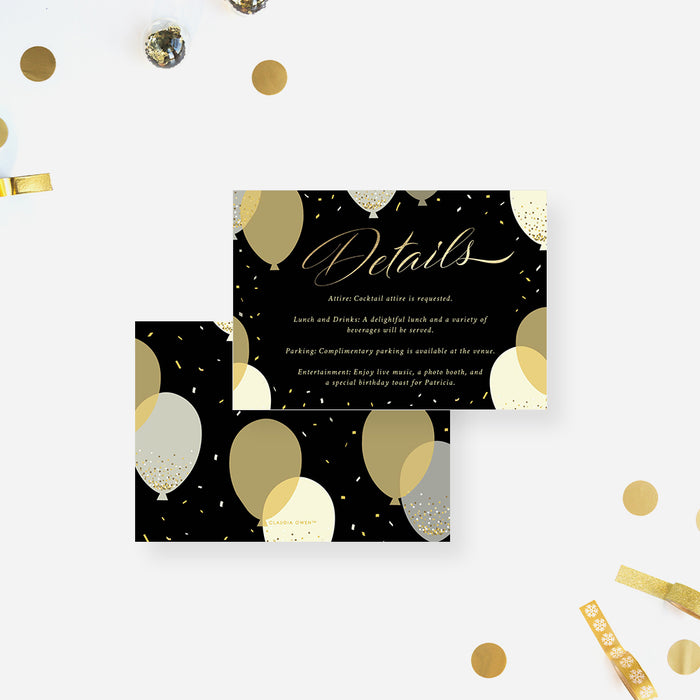 21st Birthday Party Invitation with Balloons and Confetti, Chic 30th 40th 50th 60th Birthday Celebration Invites