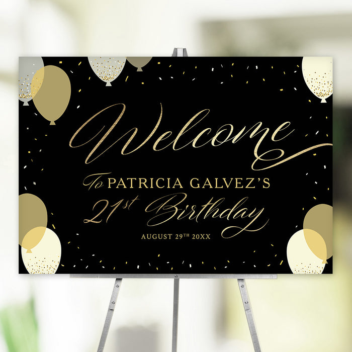 21st Birthday Party Invitation with Balloons and Confetti, Chic 30th 40th 50th 60th Birthday Celebration Invites