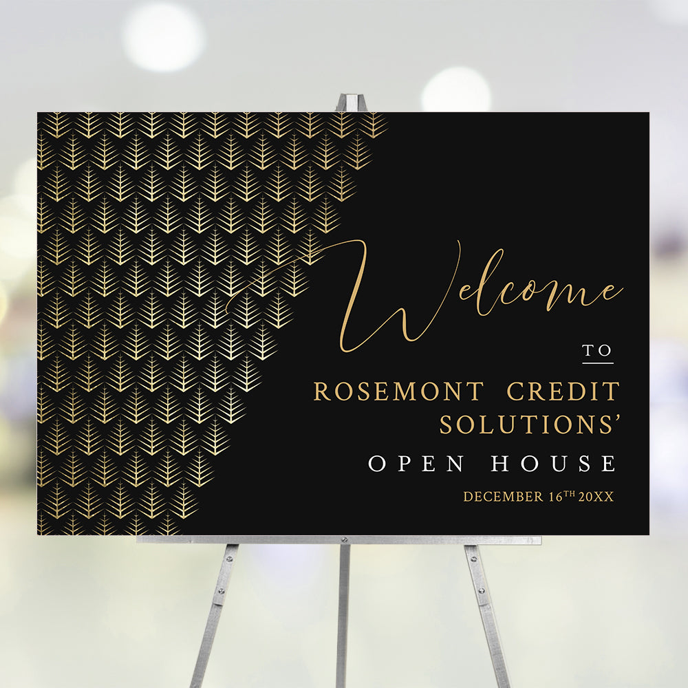 Corporate Welcome Sign with a Pine Tree Design, Open House Welcome Pos