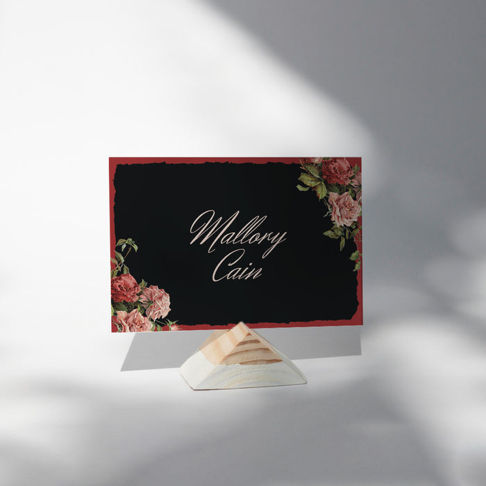 Elegant Black and Red Floral Wedding Invitation