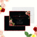 Black and red floral save the date card featuring vintage rose illustrations, ideal for garden, classic, or elegant wedding celebrations.-front-back