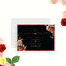 Black and red floral save the date card featuring vintage rose illustrations, ideal for garden, classic, or elegant wedding celebrations.-front