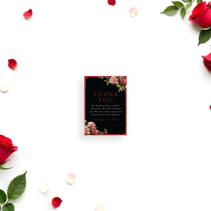 Elegant Black and Red Floral Wedding Invitation