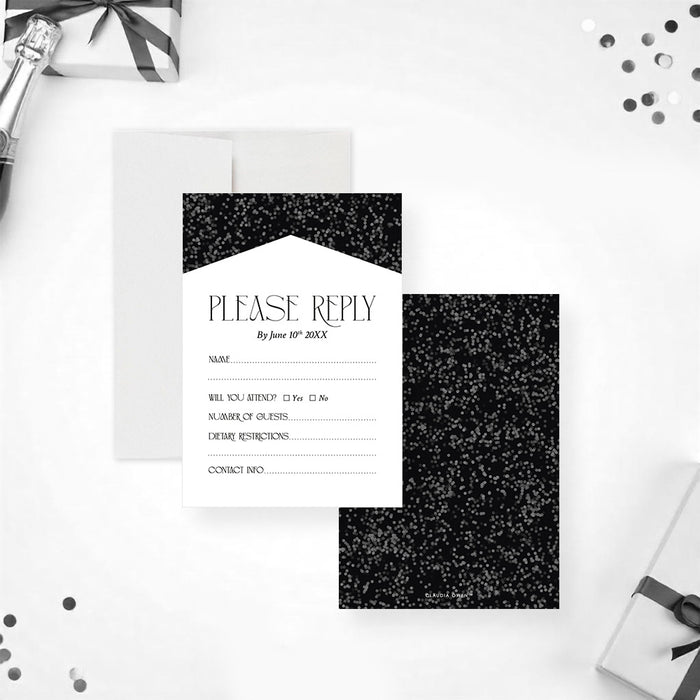 Elegant Black Bachelor Party Invitation Men’s Night Out Card