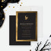 elegant Halloween party invitation with black and gold gothic design, personalized spooky costume party invite-front-back