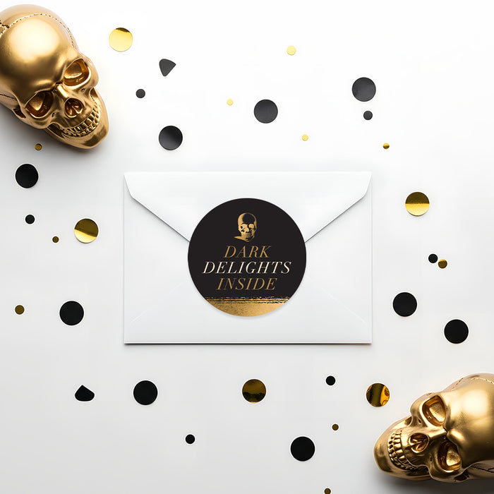 Elegant Halloween Party Invitation Black Gold Skull Invite