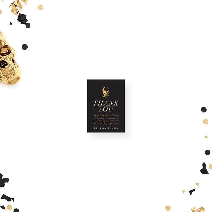 Elegant Halloween Party Invitation Black Gold Skull Invite