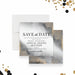 Silent auction save the date card featuring an elegant black and neutral design, perfect for charity gala and fundraising events-front-back