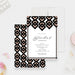 Elegant rose and black geometric bridal shower invitation with modern Art Deco style pattern-front